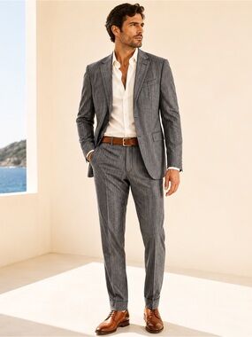 Hugo Boss REDA Super 130 Wool Pinstripe Suit Power Tailoring Sz 42R 34x30